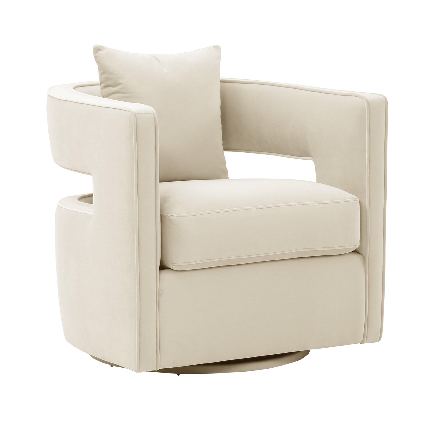 Kennedy Performance Velvet Swivel Accent Chair in Cream