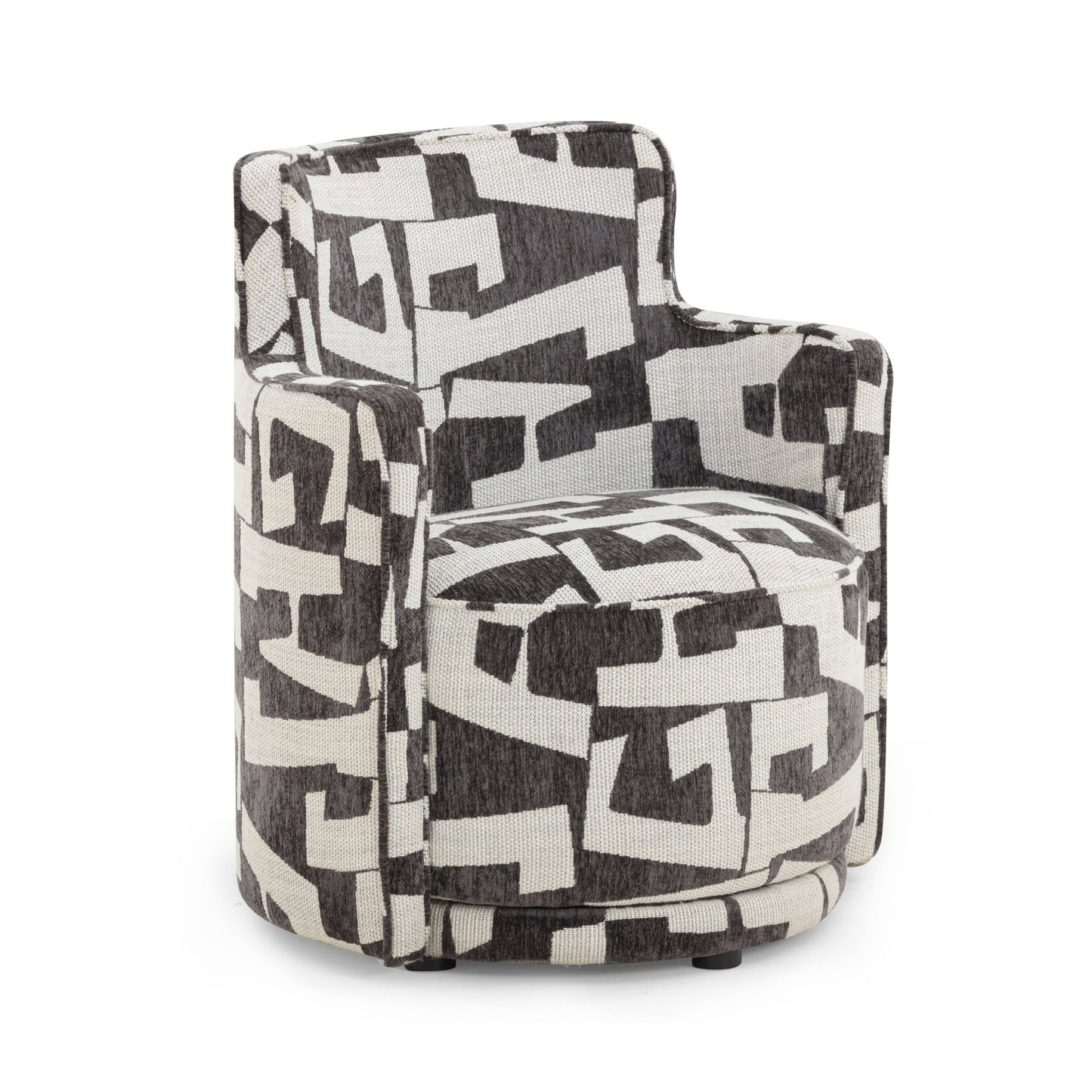 Passe Performance Jacquard Swivel Chair in Black