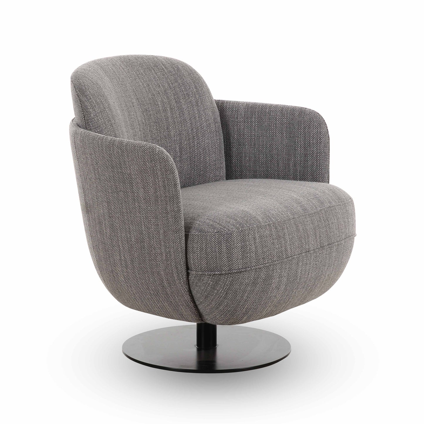 Solange Textured Contract-Grade Weave Fabric Swivel Accent Chair in Grey