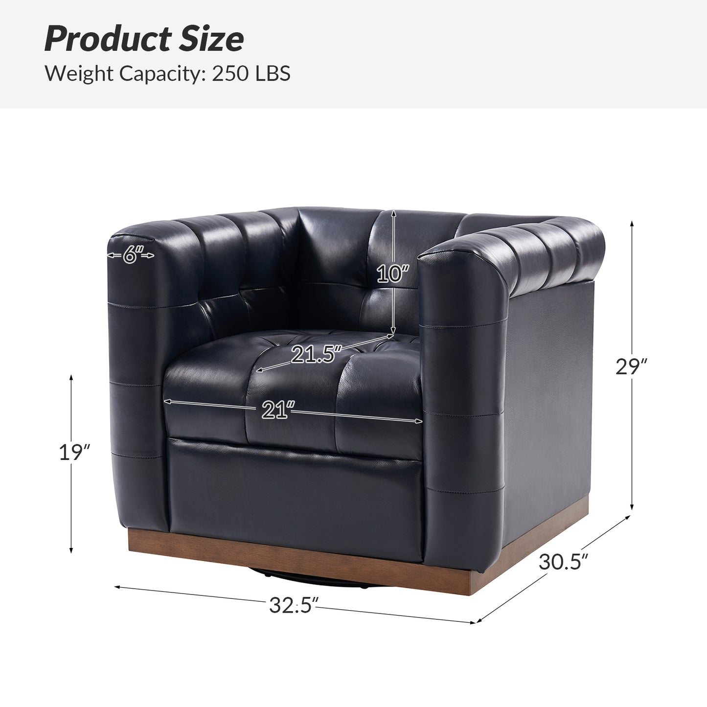 Arnold Genuine Leather Swivel Club Chair