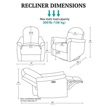 Elio Power Recliner Swivel Glider - view 10
