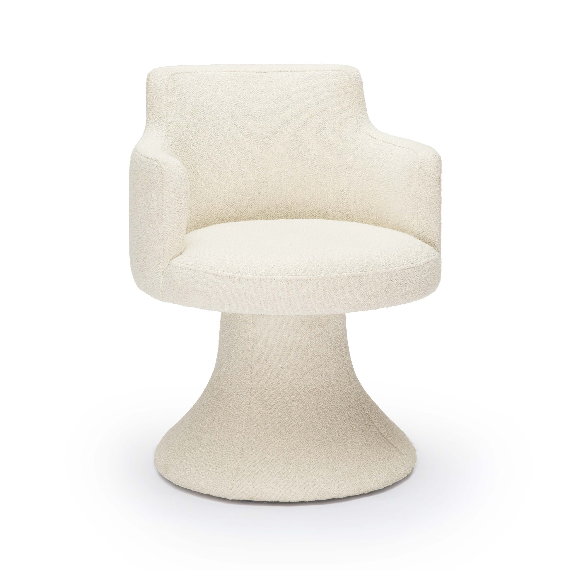 Jeffree Performance Boucle Swivel Dining Chair in Cream