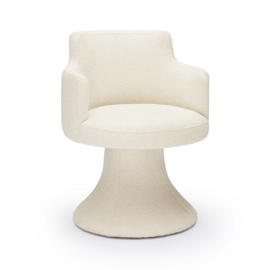 Jeffree Performance Boucle Swivel Dining Chair in Cream