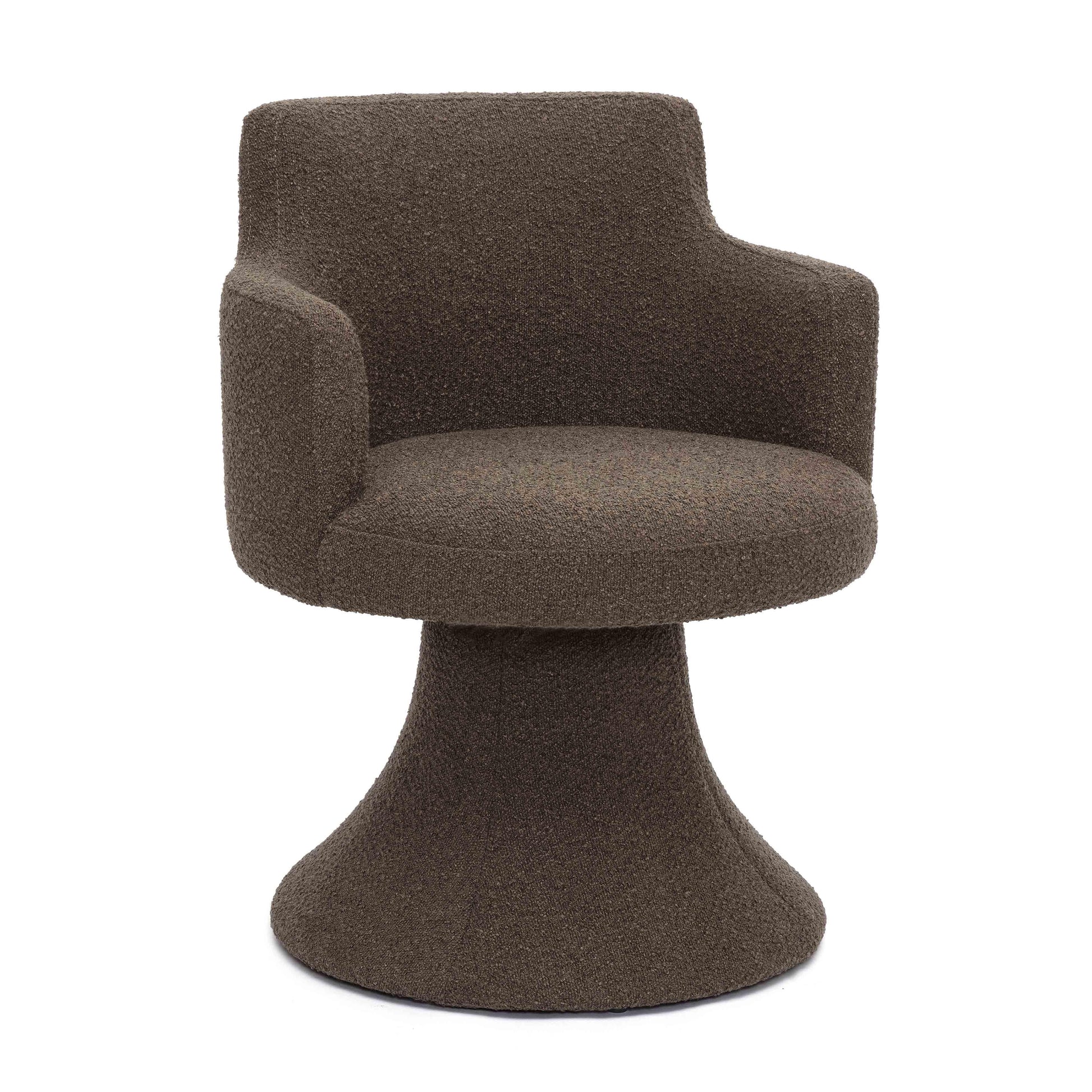 Jeffree Performance Boucle Swivel Dining Chair in Chocolate Brown