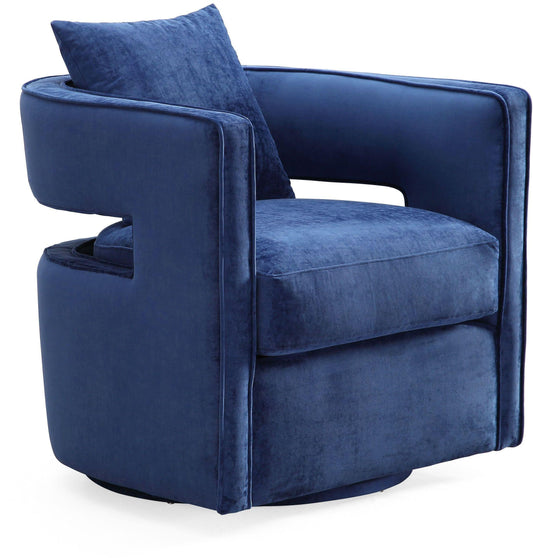 Kennedy Performance Velvet Swivel Accent Chair in Navy