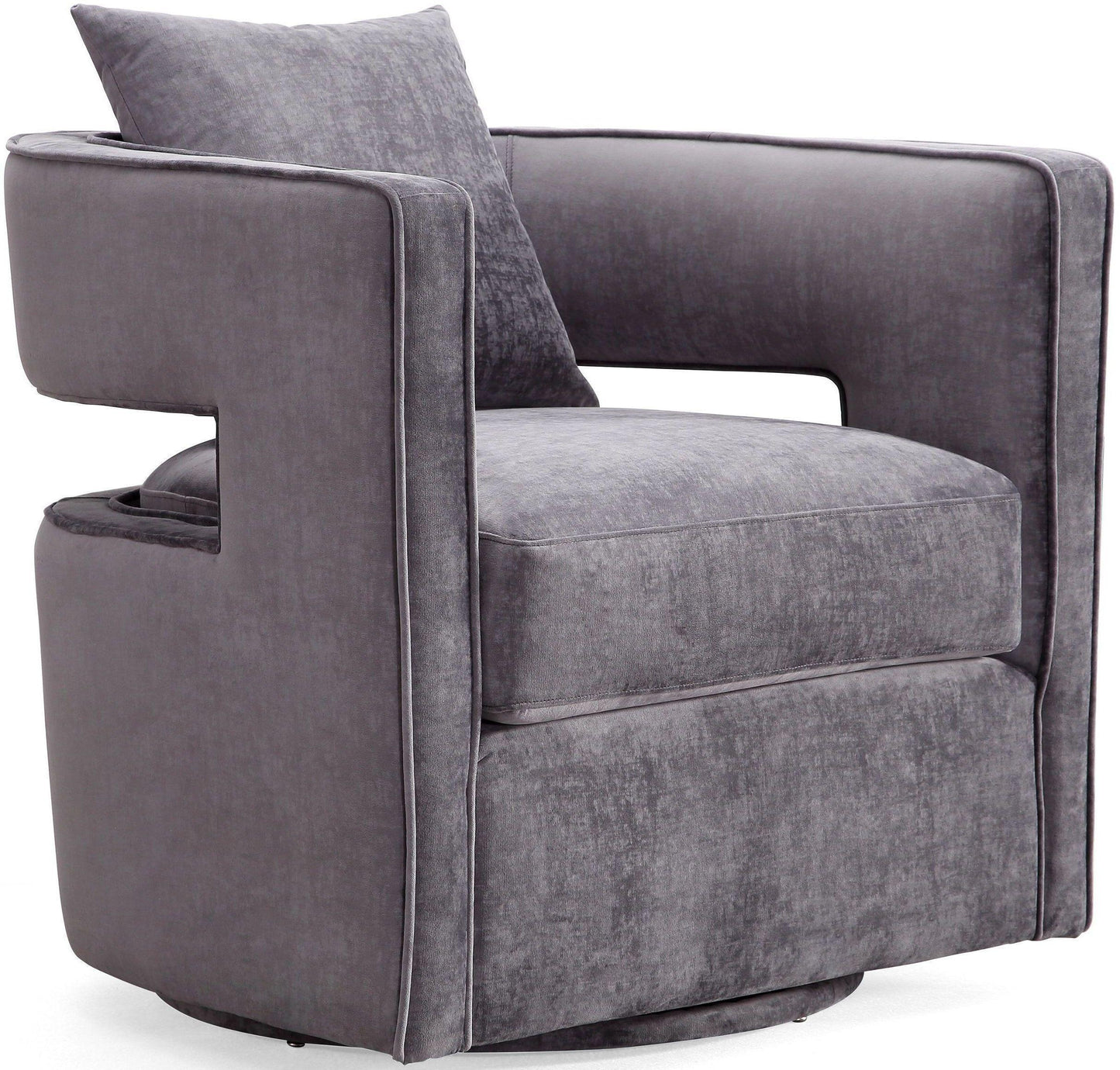 Kennedy Performance Velvet Swivel Accent Chair in Grey
