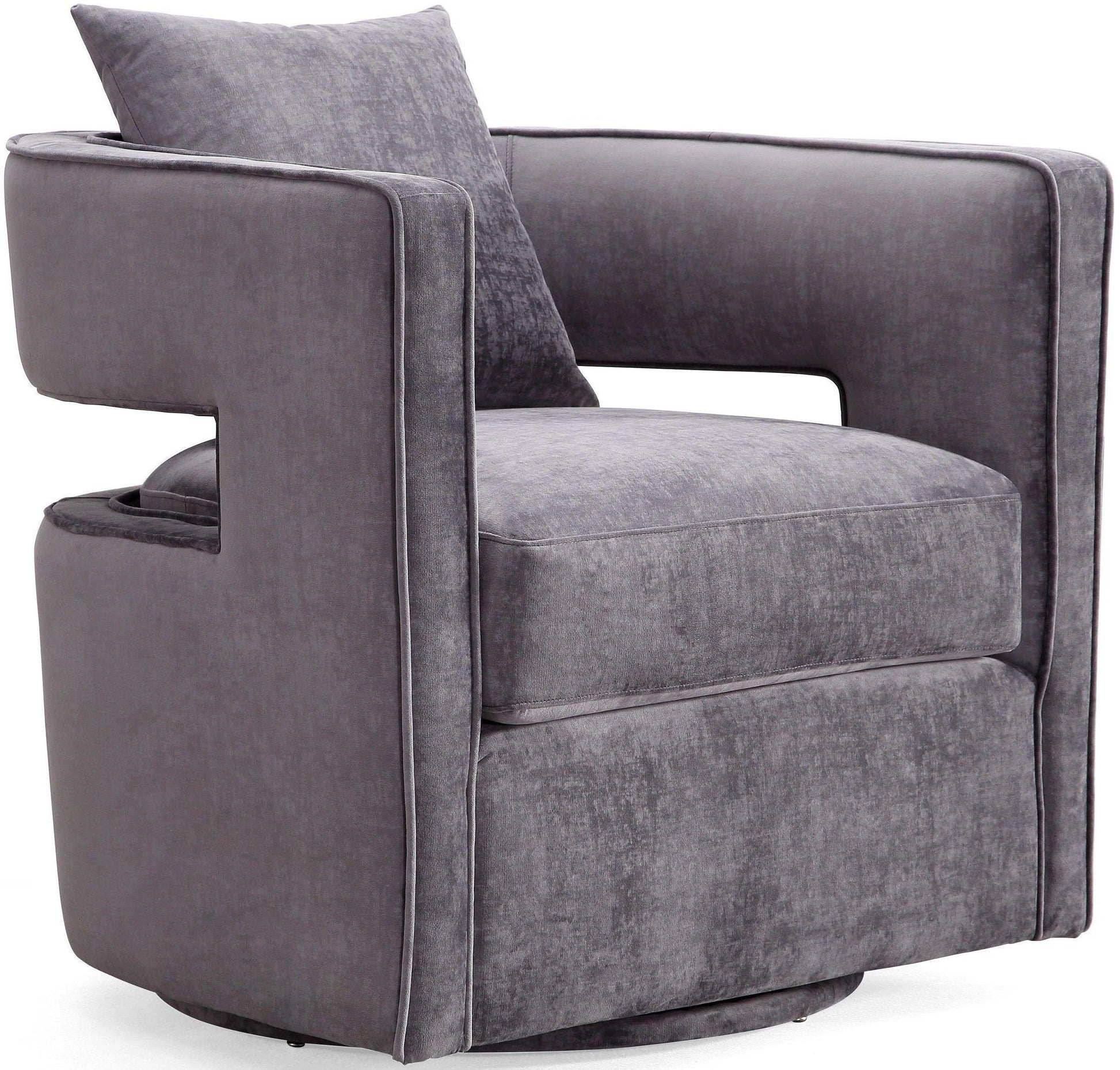 Kennedy Performance Velvet Swivel Accent Chair in Grey