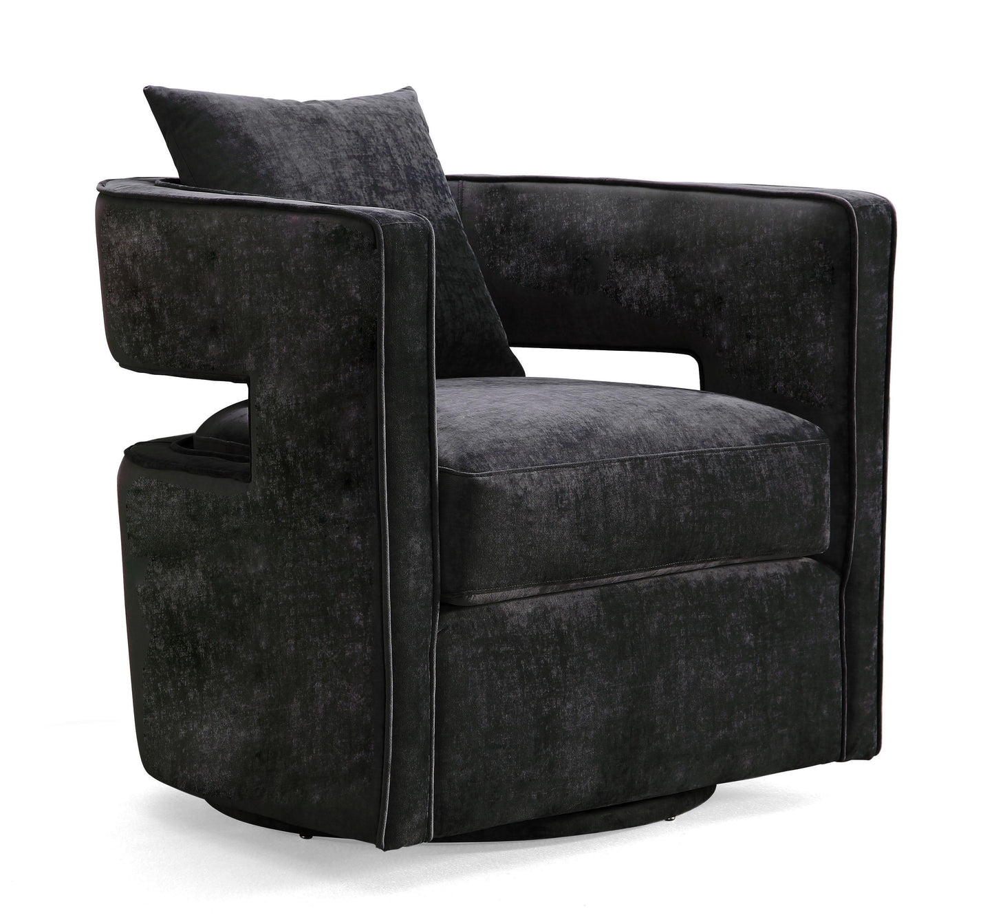 Kennedy Performance Velvet Swivel Accent Chair in Black