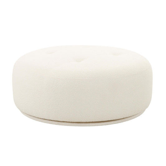 Fickle Performance Boucle Swivel Ottoman in Cream