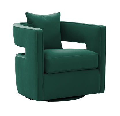 Kennedy Performance Velvet Swivel Accent Chair in Forest Green
