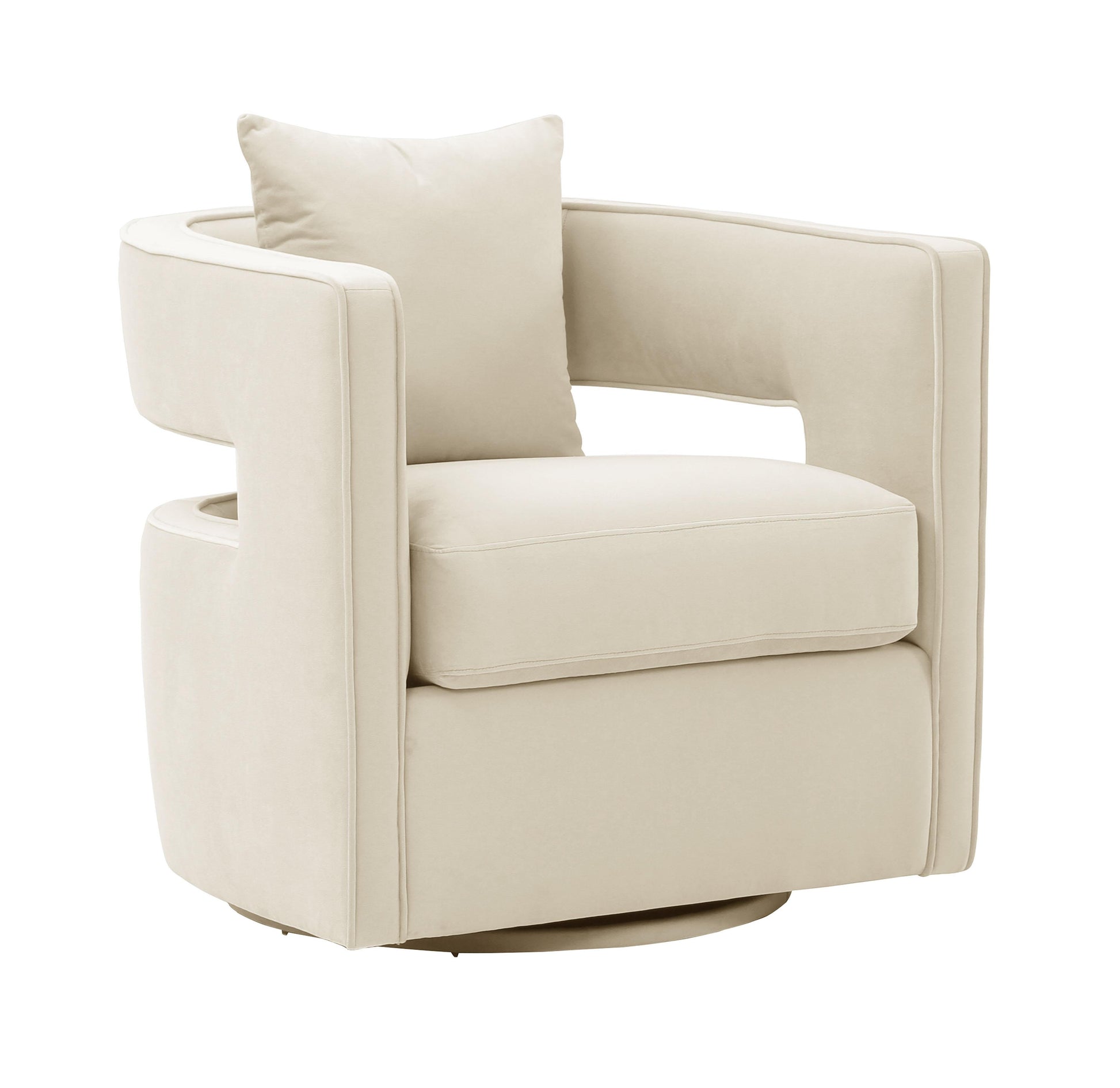 Kennedy Performance Velvet Swivel Accent Chair in Cream
