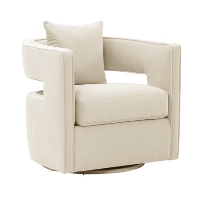 Kennedy Performance Velvet Swivel Accent Chair in Cream