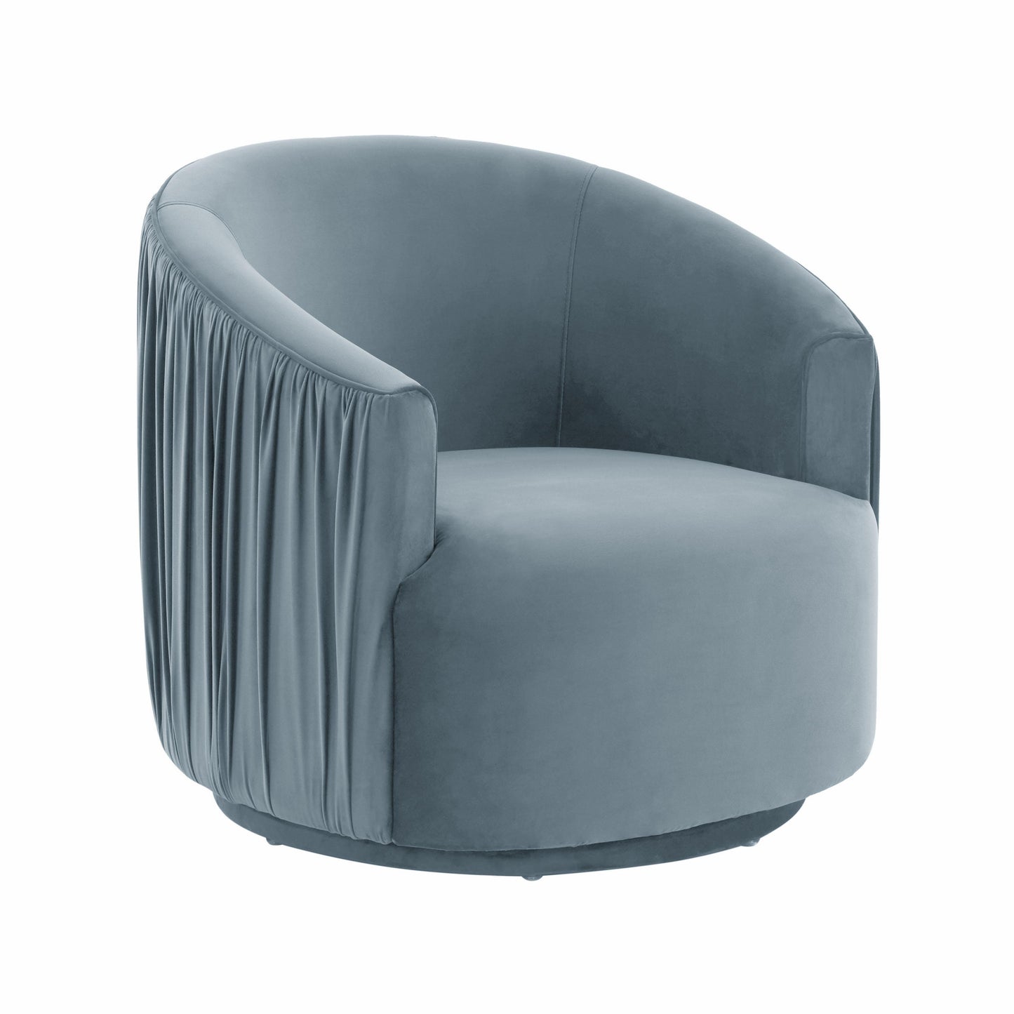 London Pleated Performance Velvet Swivel Accent Chair in Blue