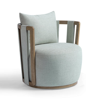 Paolo Textured Contract-Grade Weave Fabric Swivel Accent Chair in Mint Green