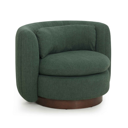 Nura Contract-Grade Chenille Swivel Accent Chair in Forest Green
