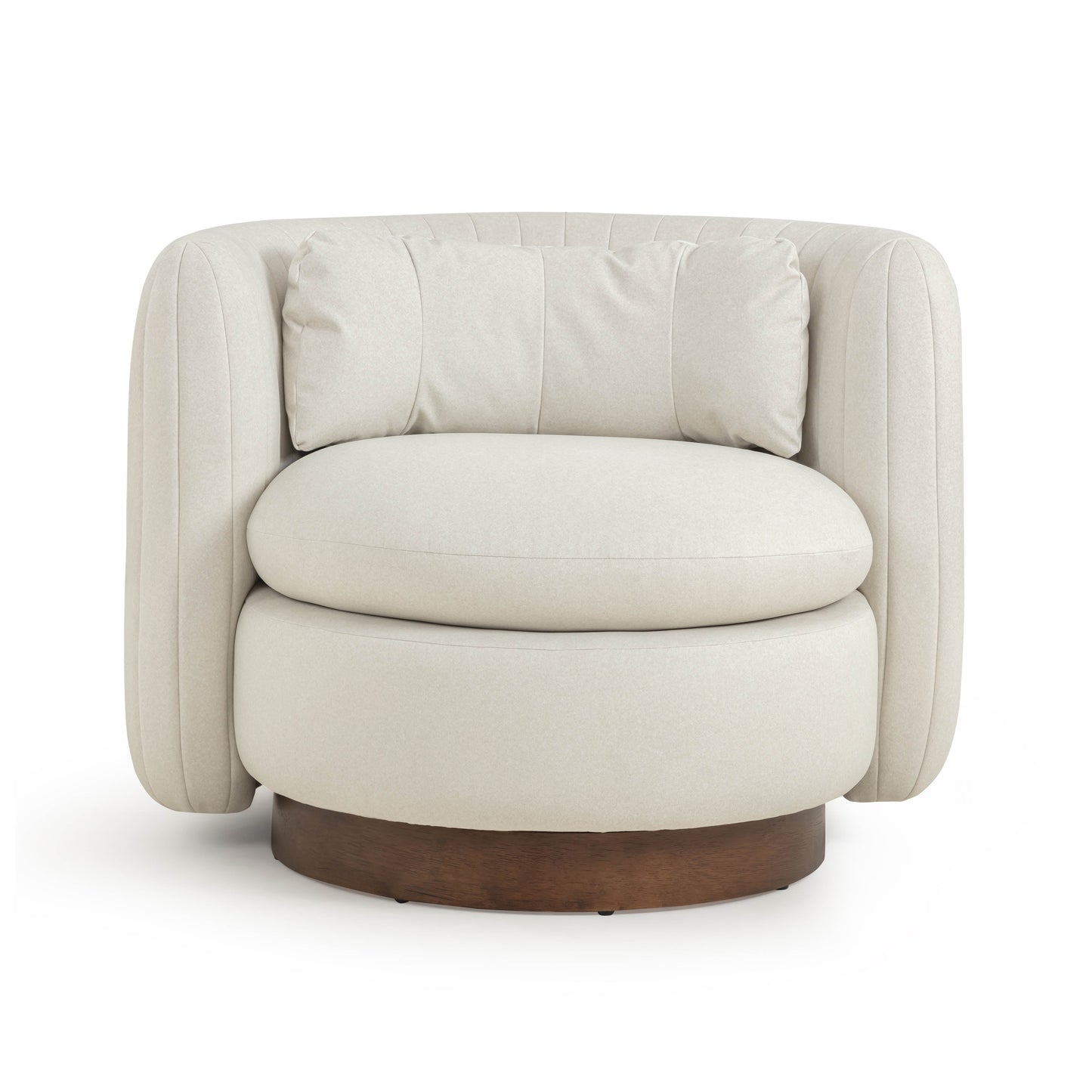 Nura Performance Vegan Mohair Swivel Accent Chair in Cream