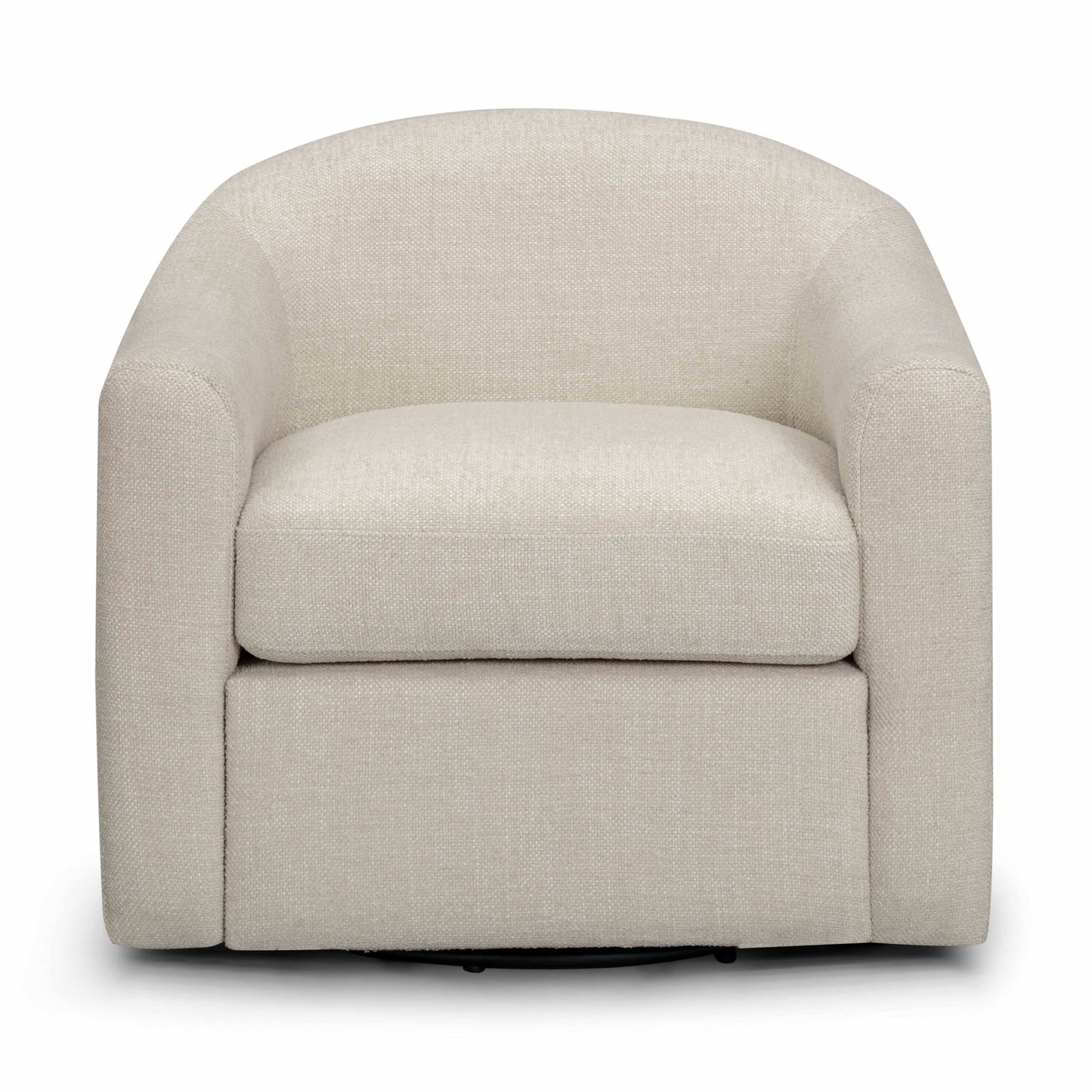 Thao Contract-Grade Basketweave Fabric Swivel Accent Chair in Cream