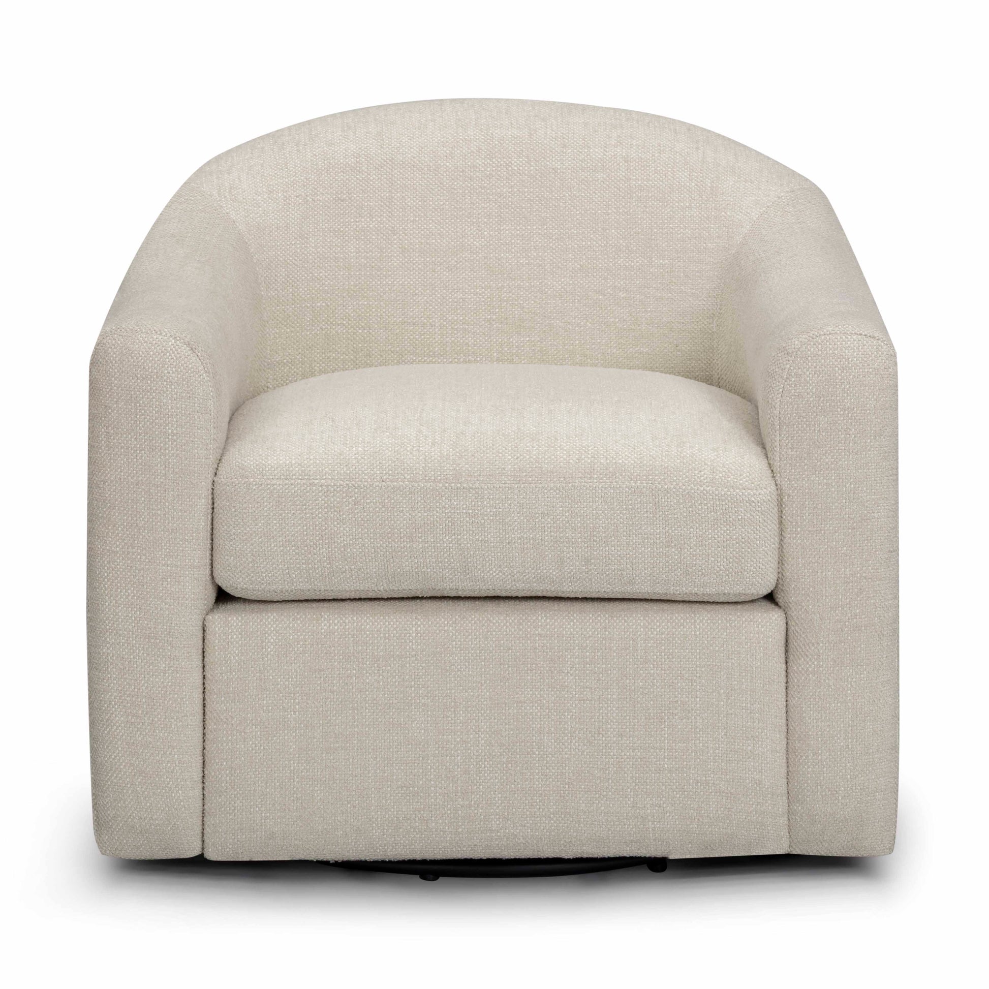 Thao Contract-Grade Basketweave Fabric Swivel Accent Chair in Cream