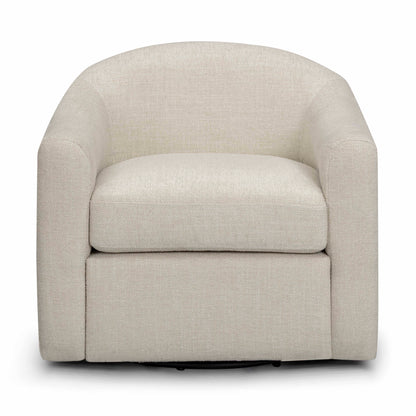 Thao Contract-Grade Basketweave Fabric Swivel Accent Chair in Cream
