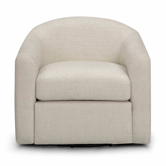 Thao Contract-Grade Basketweave Fabric Swivel Accent Chair in Cream