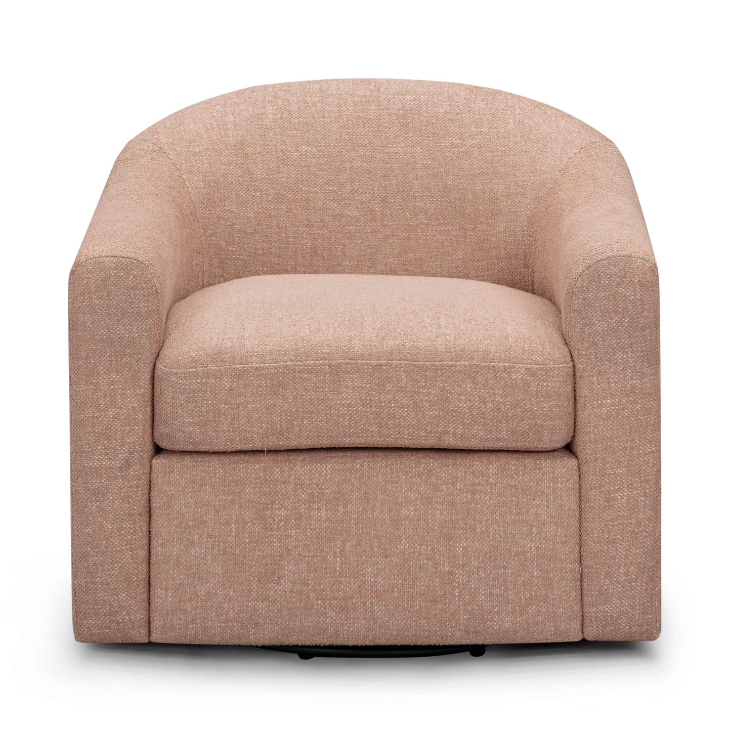 Thao Contract-Grade Basketweave Fabric Swivel Accent Chair in Blush