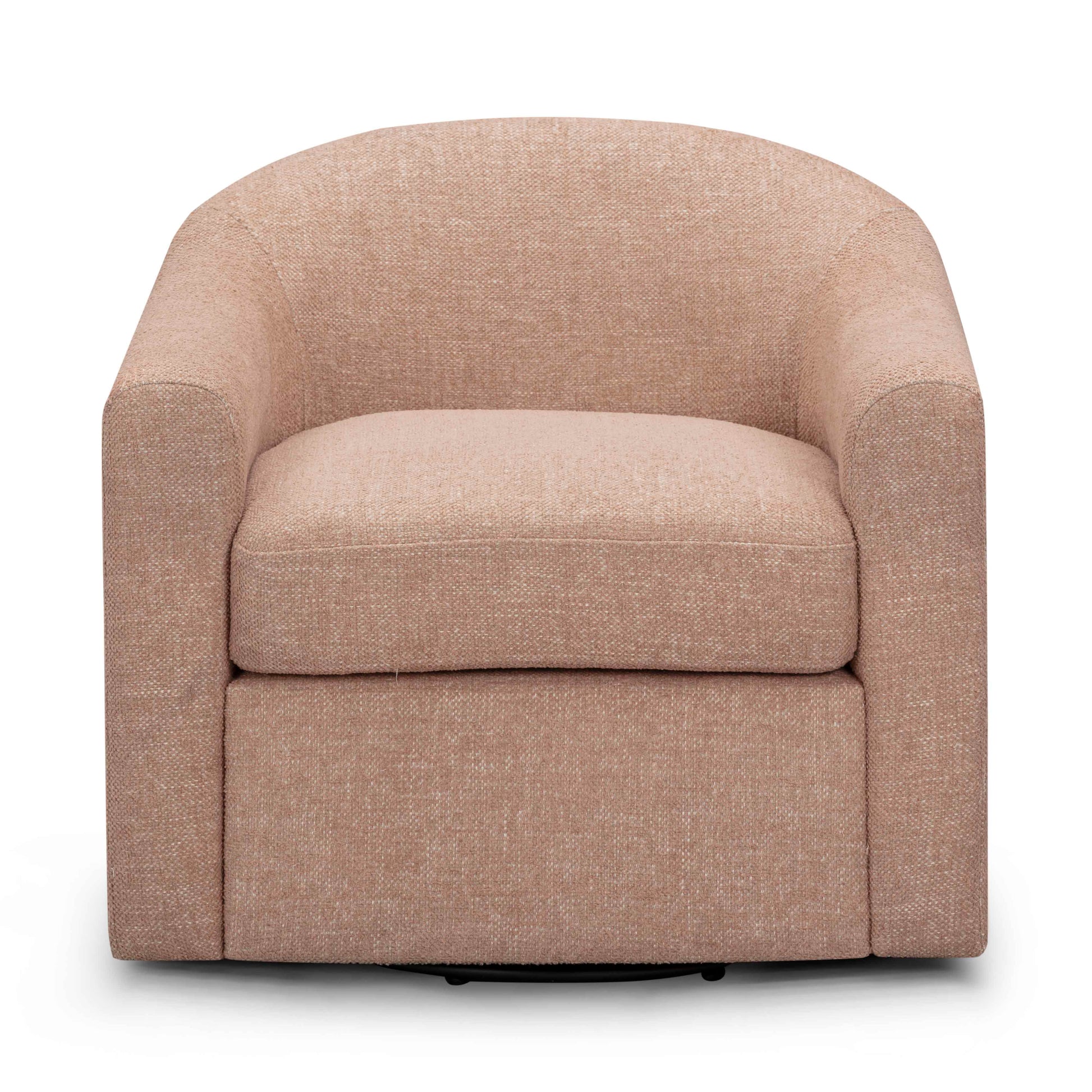 Thao Contract-Grade Basketweave Fabric Swivel Accent Chair in Blush