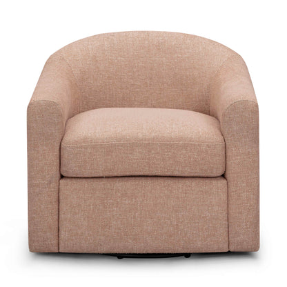 Thao Contract-Grade Basketweave Fabric Swivel Accent Chair in Blush