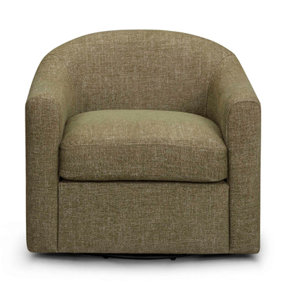Thao Contract-Grade Basketweave Fabric Swivel Accent Chair in Green
