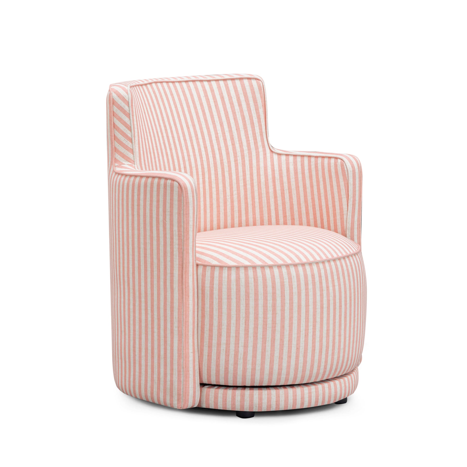 Passe Striped Linen Swivel Chair in Pink Stripes