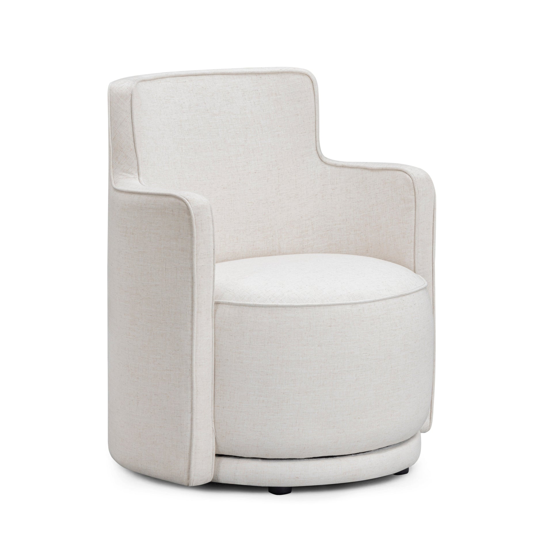 Passe Upcycled Performance Linen Swivel Chair in Cream