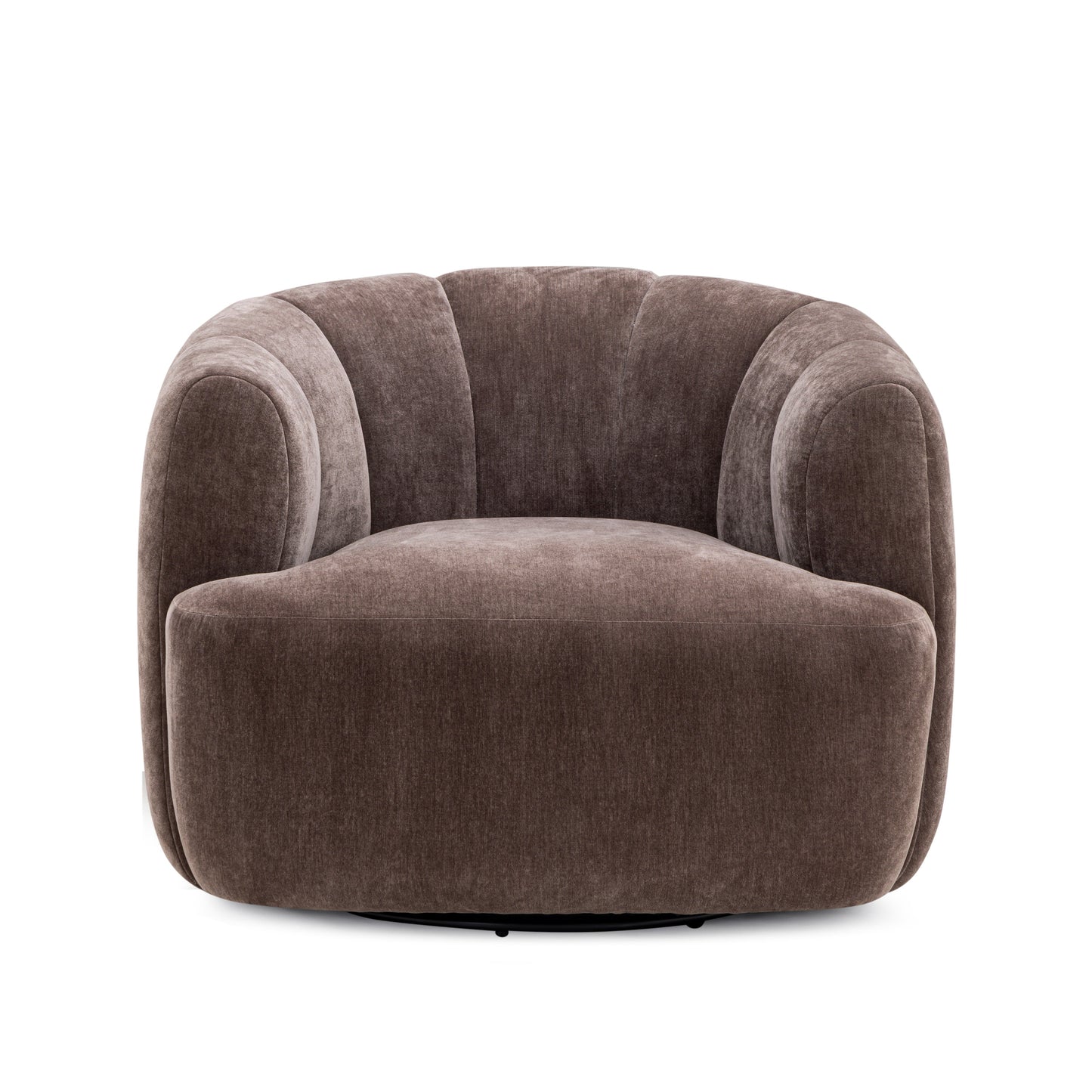 Jasmine Upcycled Contract-Grade Basketweave Fabric Swivel Accent Chair in Chocolate