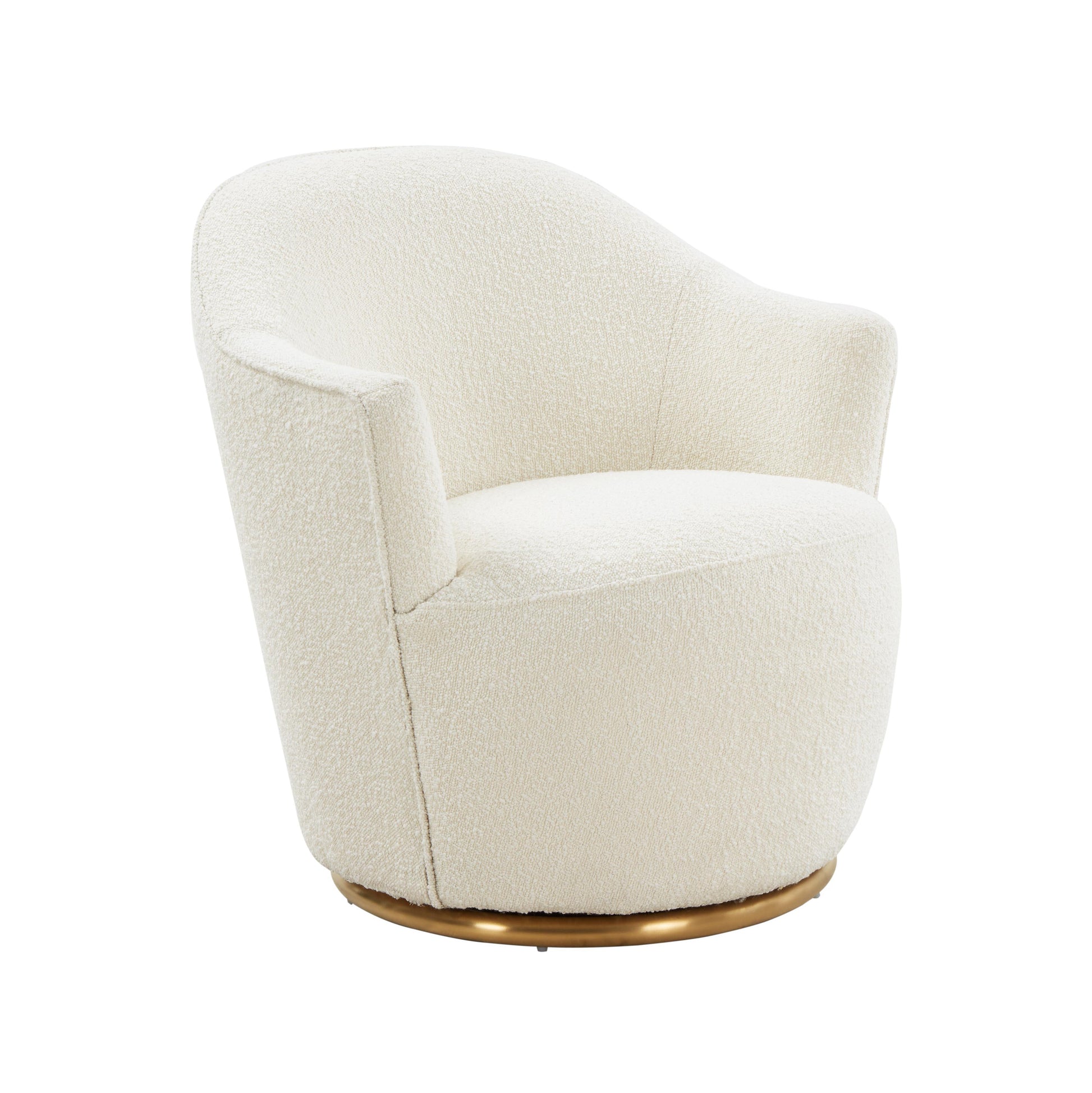 Skyla Performance Boucle Swivel Accent Chair in Cream