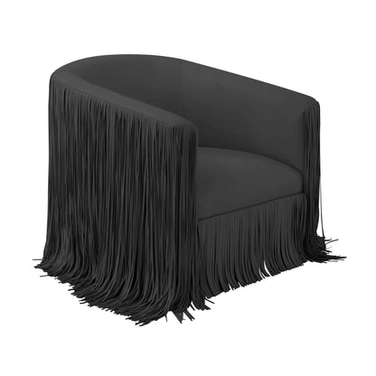 Shag Me Performance Vegan Leather Swivel Accent Chair in Black