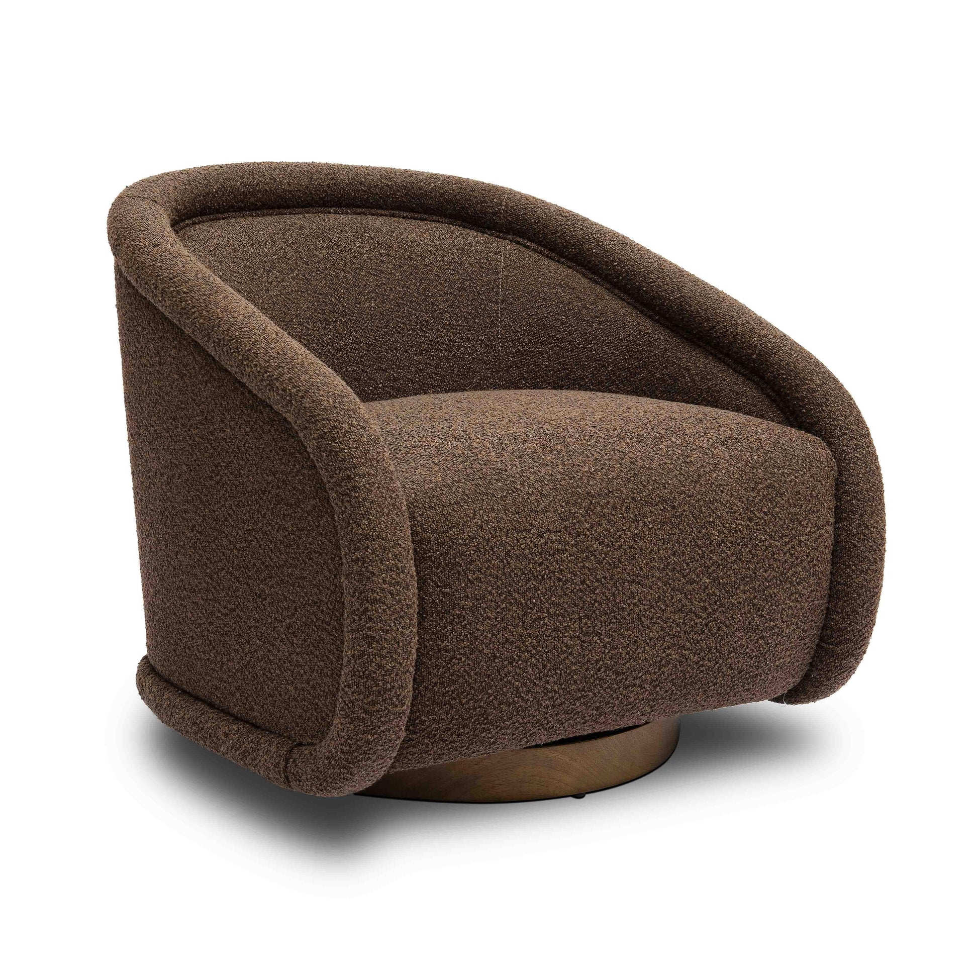 Rory Performance Boucle Swivel Accent Chair in Chocolate Brown