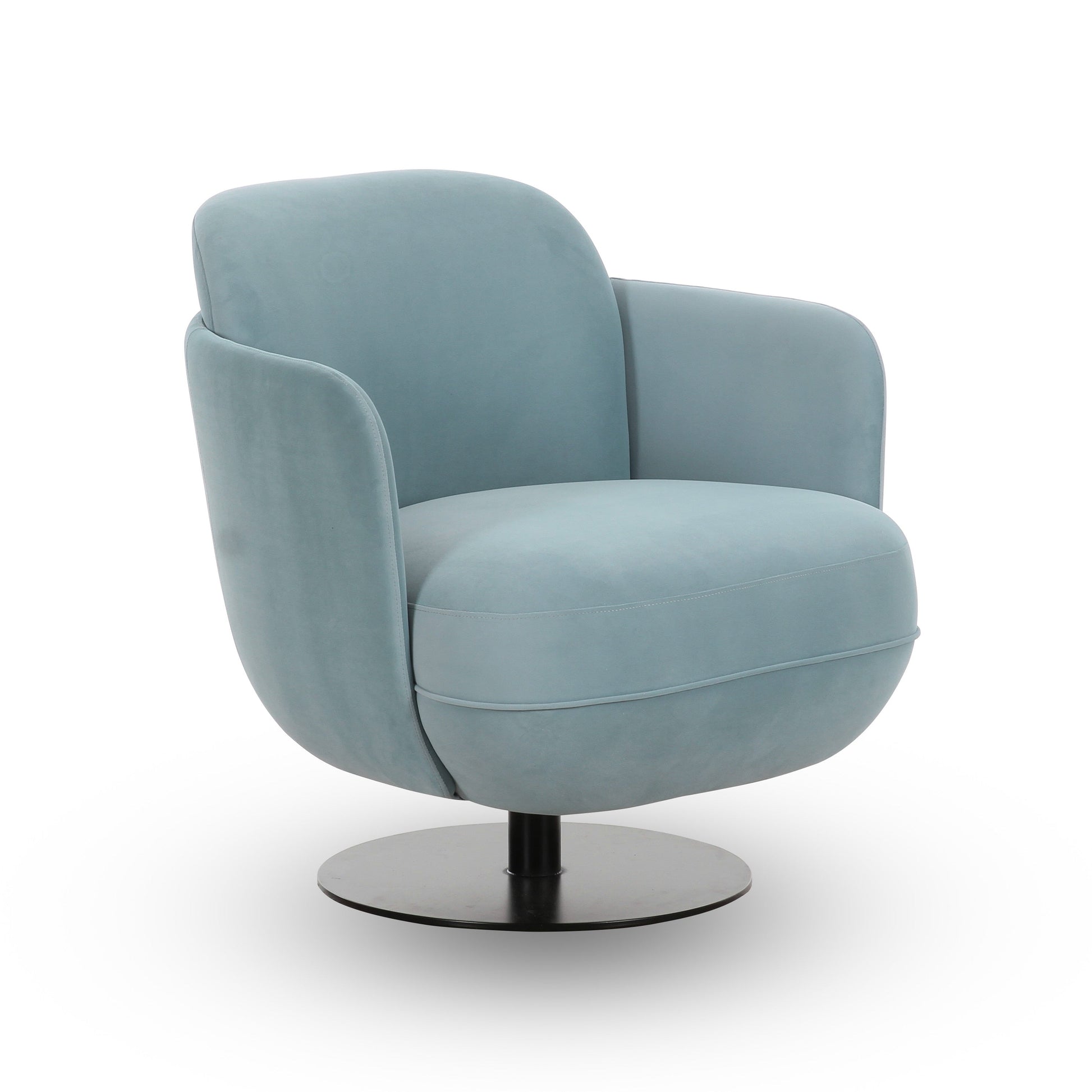 Solange Performance Velvet Swivel Accent Chair in Blue