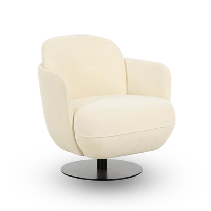 Solange Performance Velvet Swivel Accent Chair in Cream