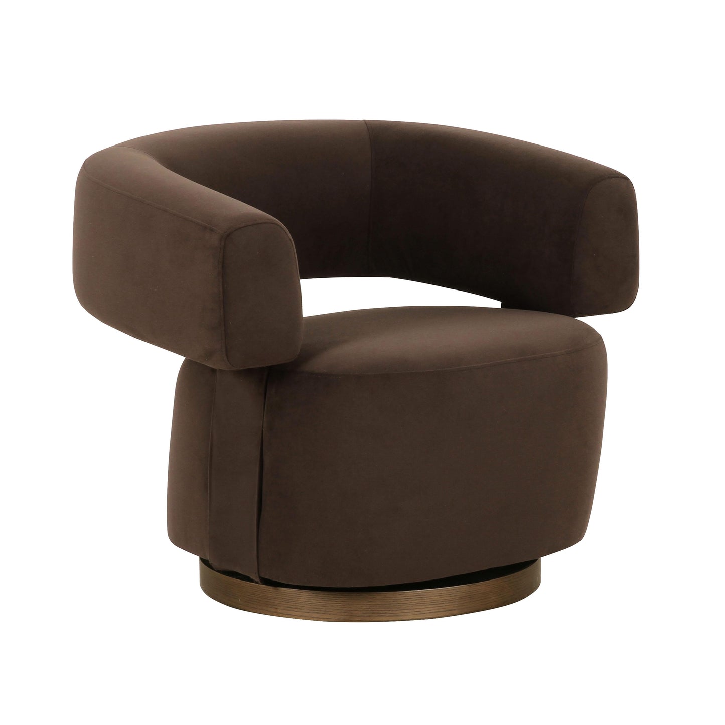River Chocolate Performance Velvet Swivel Accent Chair in Brown