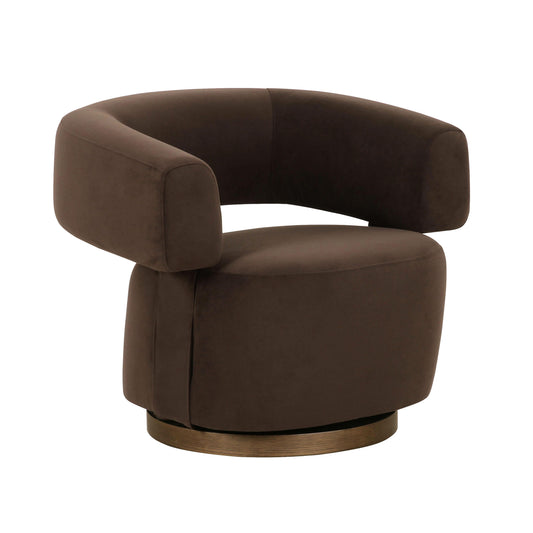 River Chocolate Performance Velvet Swivel Accent Chair in Brown