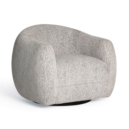 Judy Black and White Woven Performance Fabric Swivel Chair in Black/White