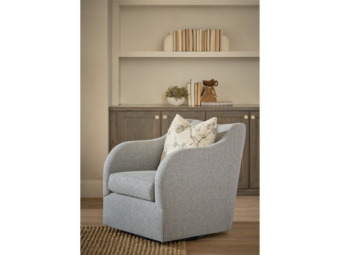 Camille Swivel Chair in Amherst Denim