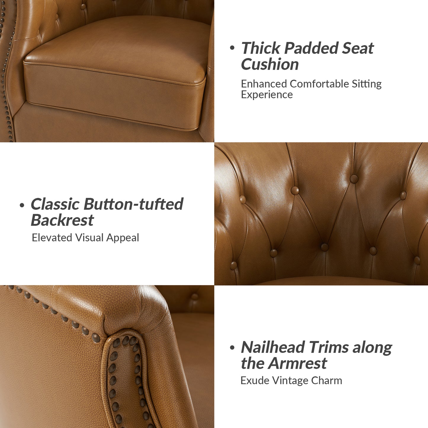 Veitin Chesterfield Rocker and Swivel Genuine Leather Chair