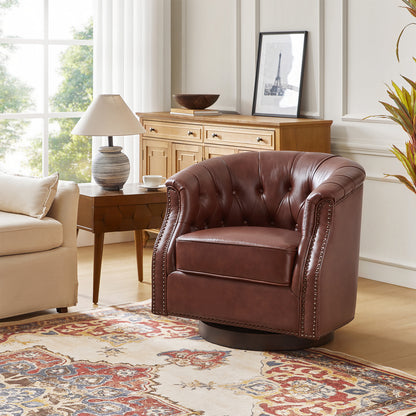 Veitin Chesterfield Rocker and Swivel Genuine Leather Chair