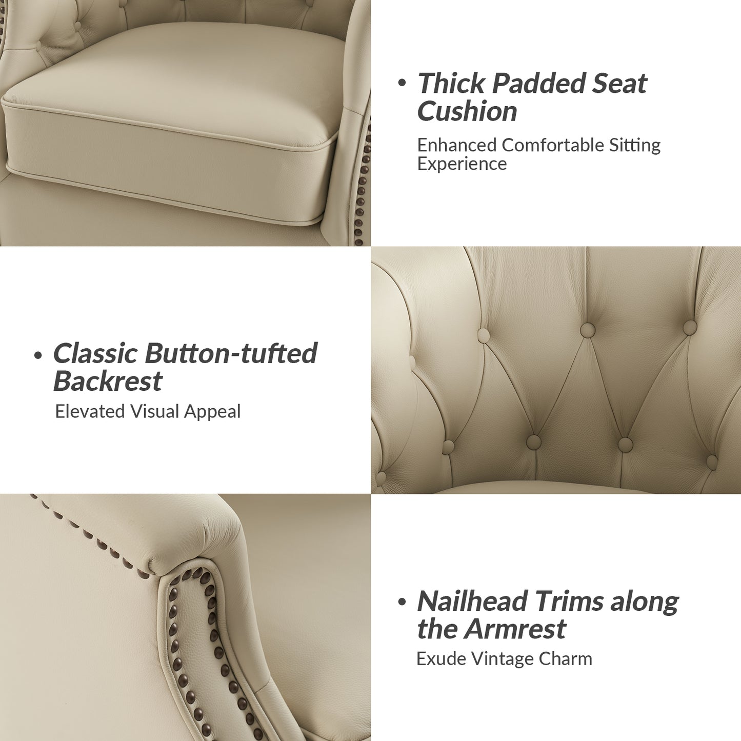 Veitin Chesterfield Rocker and Swivel Genuine Leather Chair