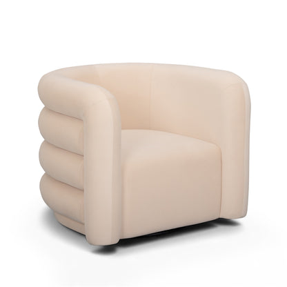 Curves Performance Velvet Swivel Accent Chair in Peach