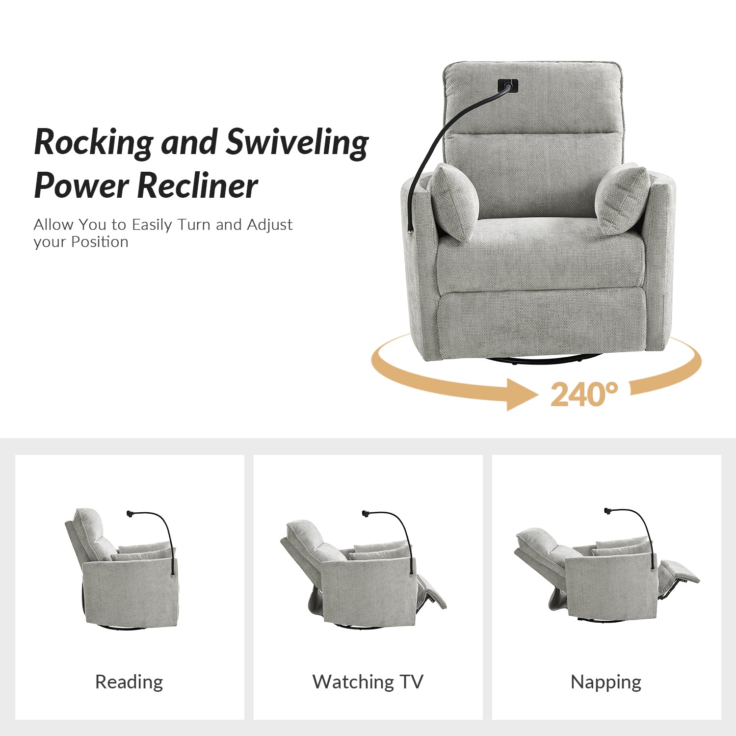 Archibald Power Rocking Swivel Nursery Recliner