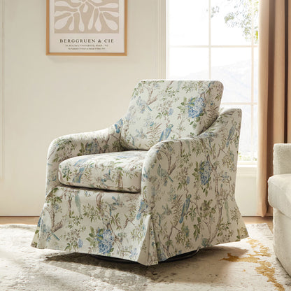 Alois Slipcovered Swivel Chair in Floral