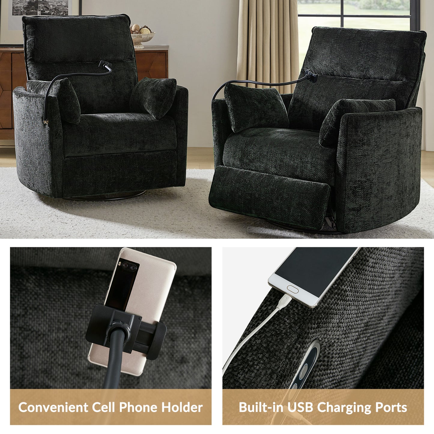 Archibald Power Rocking Swivel Nursery Recliner