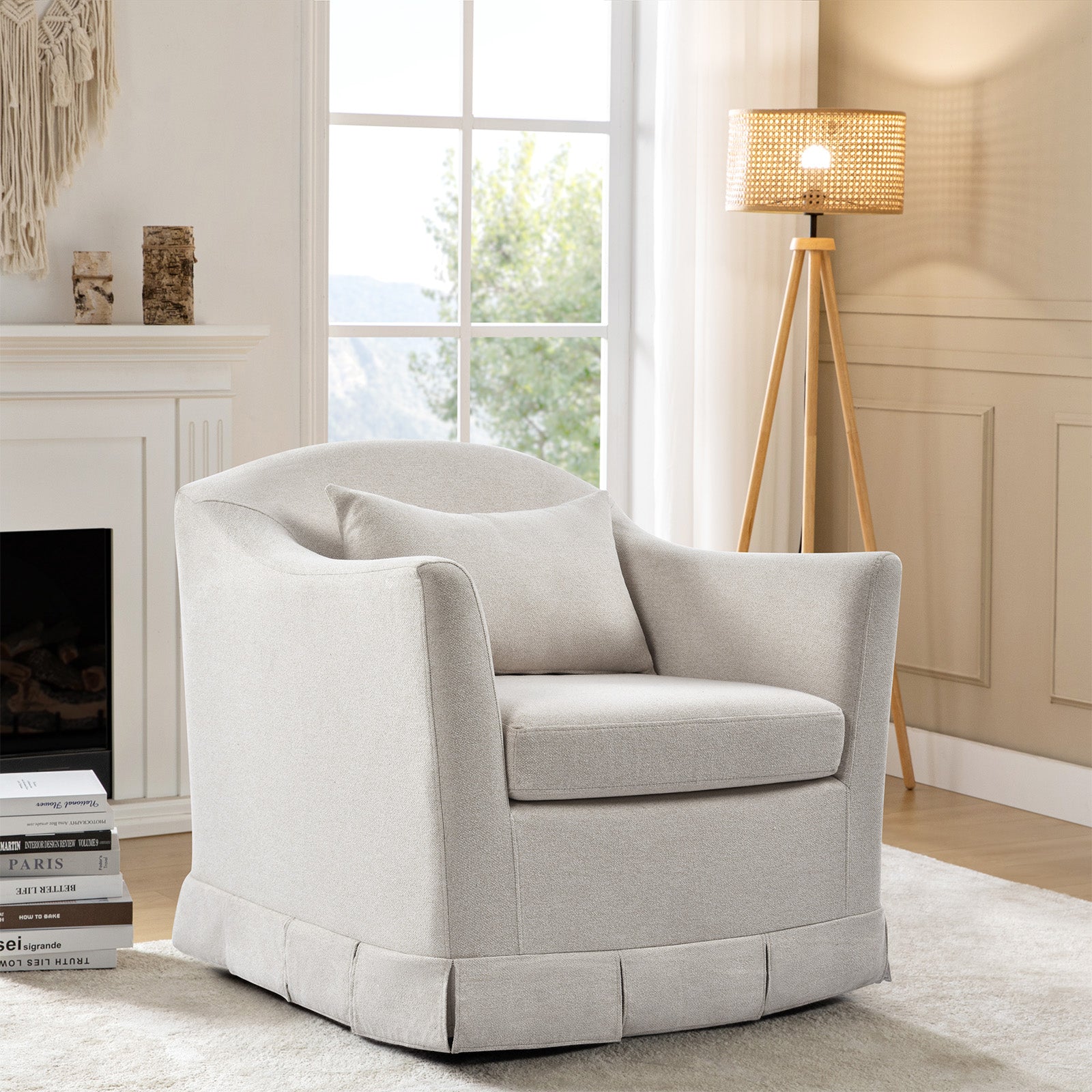 Patricia Slipcovered Swivel Armchair