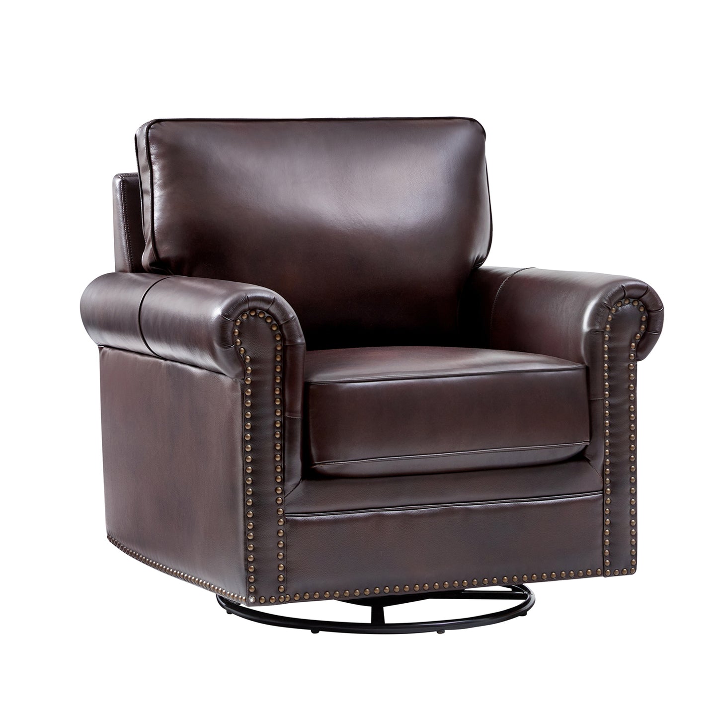 Higinio Genuine Leather Swivel Rocker Chair