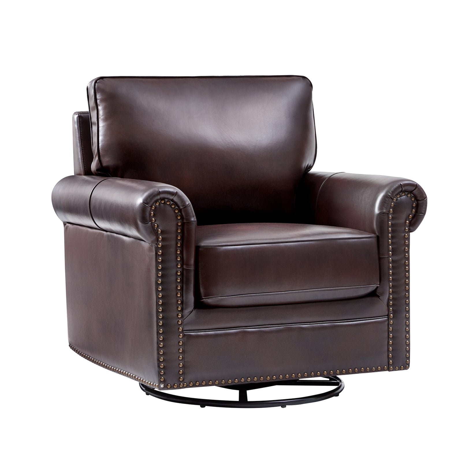 Higinio Genuine Leather Swivel Rocker Chair